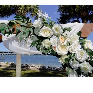 Wedding arch flowers (2) pieces white and ivory